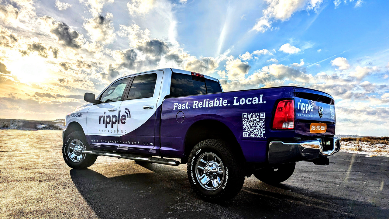 Ripple Broadband service truck providing fast and reliable internet installation and support